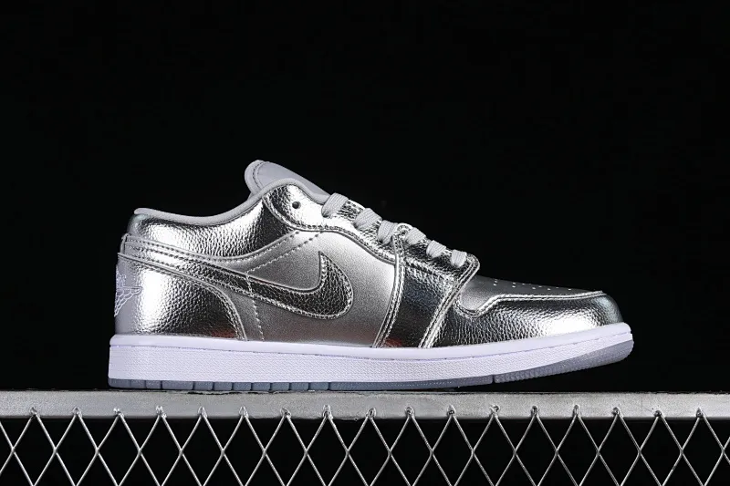 All categories Air Jordan Jordan series basketball shoes Air Jordan 1 Low Z version Air Jordan 1 Low "Metallic Silver" AJ1 Joe 1 liquid silver low-top cultural casual sneakers FN5030-001